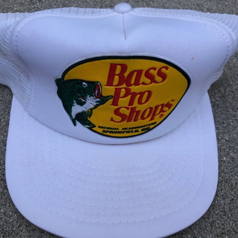 VTG 90s BASS PRO SHOPS Trucker Hat Men's One Size White Adjustable Cap Taiwan - Picture 2 of 6